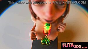 futa3dx hot babe gets titty fucked by huge dildo in wild futanari action