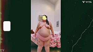 mature cougar performs topless dance on webcam