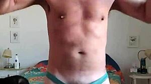 Pervy Papifachero Was Playing With His Big Daddy Boner Bulge In His Turquoise Thong And Just Rubbing His Frenum In The S