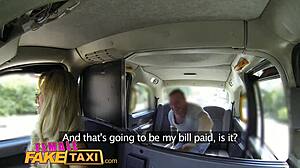 female fake taxi driver gets big load from tattooed hunk