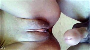 Penetrating her shaved pussy in amateur homemade POV action!