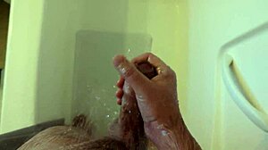 amateur girl masturbates in the shower at home.