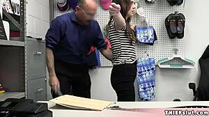 Cute brunette shoplifter gets rough ass fucking and blowjob from cop!