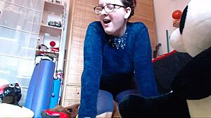 Nicoletta Cums Hard on Stuffed Toy with Pee and Squirting