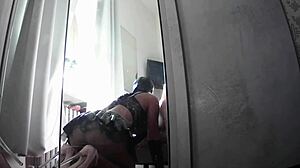 Pantyhose-Clad Latina Milf With Big Tits Gives Perfect Mirror Blowjob Ending In Mouthful Cum