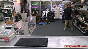 Hot latina gets blowjob and screwed by nasty pawn keeper on hidden cam.