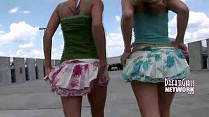 Caught Flashing Tits Outdoors On University Campus In Public