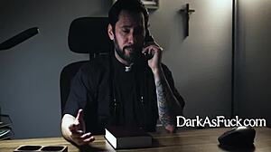 teen tempts old priest in church with her tits