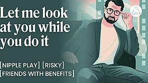 Amateur cums hard rubbing tits during casting interview