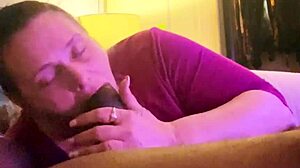 Chubby milf chokes on big black cock with intense mouth action