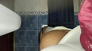 Huge fat bbw big ass caught in public bathroom peeing with panties skirt cameltoe