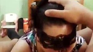 Masked woman gives intense blowjob and deepthroat in mamada con antifaz 6