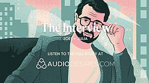 Amateur cums hard rubbing tits during casting interview