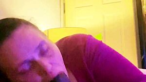 Chubby milf chokes on big black cock with intense mouth action