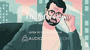 Amateur cums hard rubbing tits during casting interview