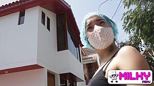 Free Video Suggests Quickie with Bent Over Latina Riding Monster Cock in Public Doggy Lick