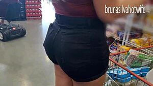 filming the hot blonde in the market, spying on her