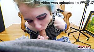 Petite Coed Raven Fingers Twat and Sucks Cock POV