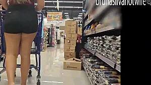 filming the hot blonde in the market, spying on her