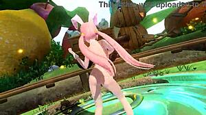 megurine luka dances in full nude bunny costume with big tits and ass on project diva mod