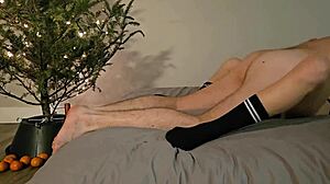 This archive homemade porn video shows a brunette babe in underwear and socks having a quickie orgasm with her not sister on Christmas Eve