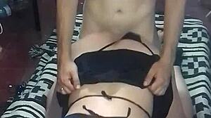 mature police woman hooks up with stranger after party in thong