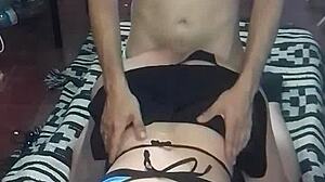 mature police woman hooks up with stranger after party in thong