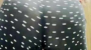 blonde shows big natural tits and sexy ass in leggings