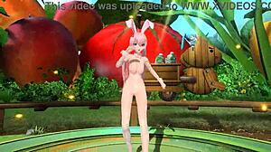 megurine luka dances in full nude bunny costume with big tits and ass on project diva mod