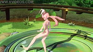 megurine luka dances in full nude bunny costume with big tits and ass on project diva mod