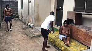 My fat ass neighbor loves fucking outdoors with her big cock cravings