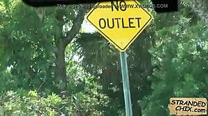 Hot teen babe banged hard outdoors, Dani Desire rocks!