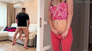 हॉर्नी रशियन स्टेपमॉम ने क्रीमपाई के बाद मेरे लंड पर छलांग लगाई। बड़ी चूचियाँ उछलते हुए दो बार झड़ी! 🔥