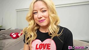 stepdaughter helps stepdad with intense release in real moment