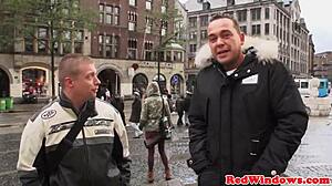 I watch this slutty dutch hooker suckin and jerkin guys cock.