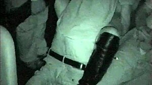 Cinema gangbang with mature gay men in public action