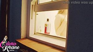 Spying on your curvy neighbour during her shower