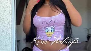 Brunette Wife with Big Tits Dances Solo in Fan Club