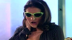 Brunette bitch gets dick in asshole during dirty talk in vintage doggystyle anal.