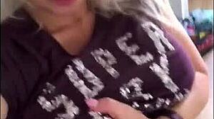 Sophie James, home alone, says 'I'm so horny with my big tits and shaved pussy'