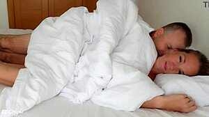 Can married couples get any hotter in morning bed creampie action?