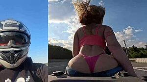 loira gostosa with giant ass on highway motorcycle ride 😍