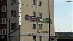 european tourist explores outside eroscenter in frankfurt germany