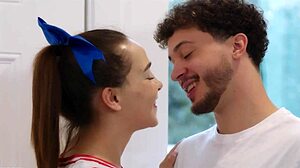 cute cheerleader risa may gags on cock then bends over for glamour pussy riding in doggystyle