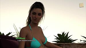 Big tits babe bends over for monster cock doggystyle pounding in retro blue films style.