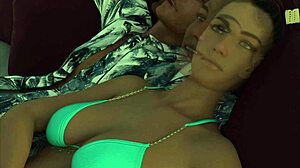 Big tits babe bends over for monster cock doggystyle pounding in retro blue films style.