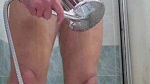 hey, why not jerk off and enjoy that shower head in the bath for pleasure?