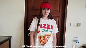 So this petite girl in costume showed up delivering pizza, right? I bent her over for doggystyle pov fuck, gaping her big ass and pussy in missionary riding.