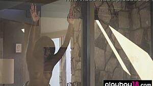 ebony beauty strips in lingerie softly