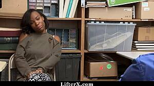 Cute Ebony Fucks Mall Officer for Her Freedom